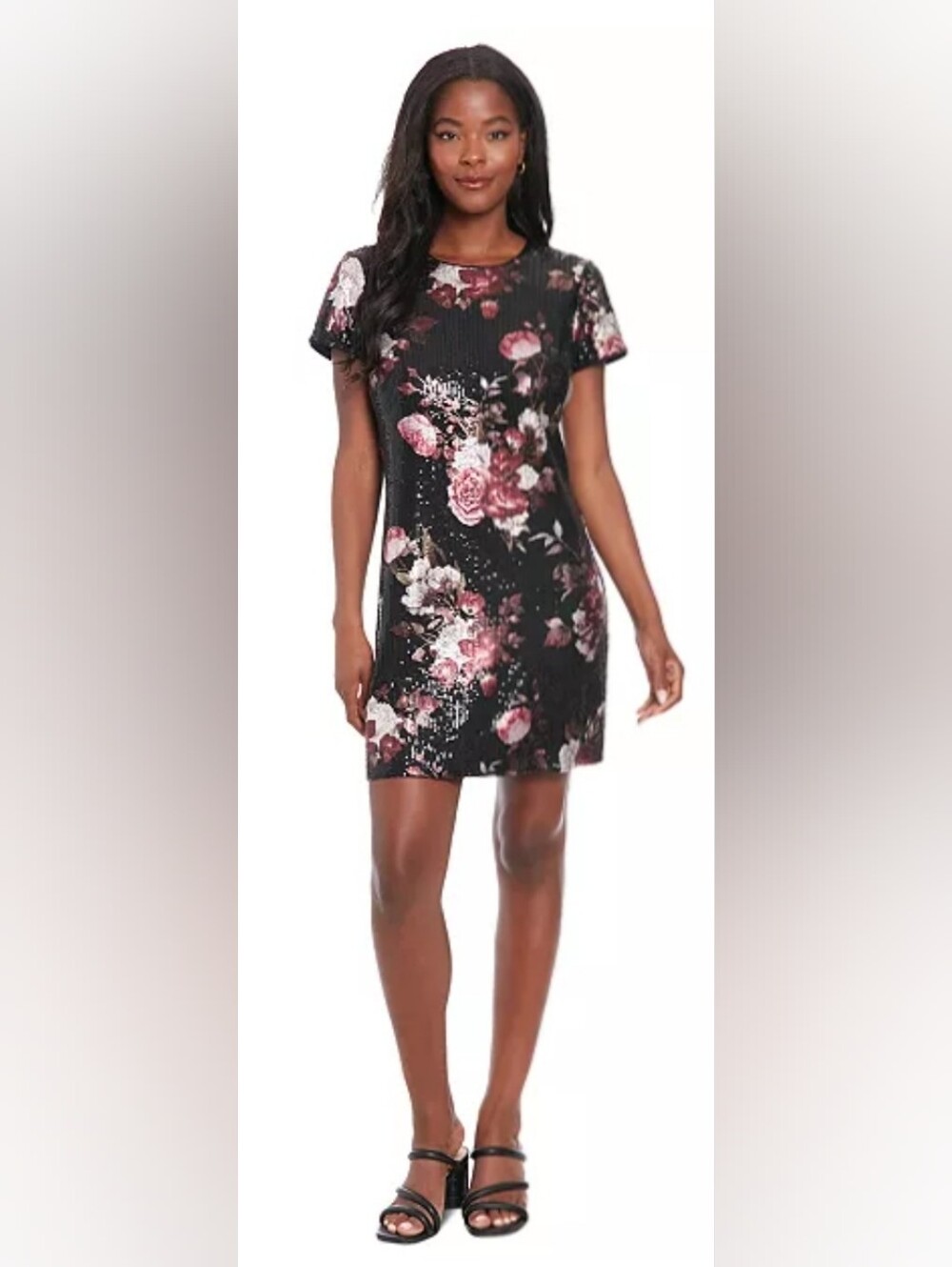 London Times Sequin Floral Shift Dress Floral Party Cocktail Wedding Guest 8